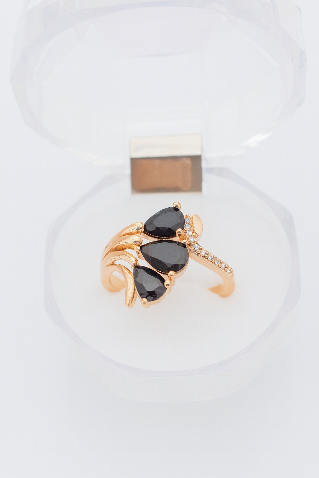 Midnight Bloom Teardrop Ring