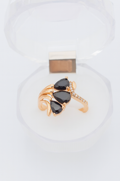 Midnight Bloom Teardrop Ring