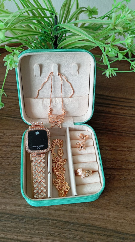 Butterfly Pendant Jewellery & Crystal Watch Gift Set